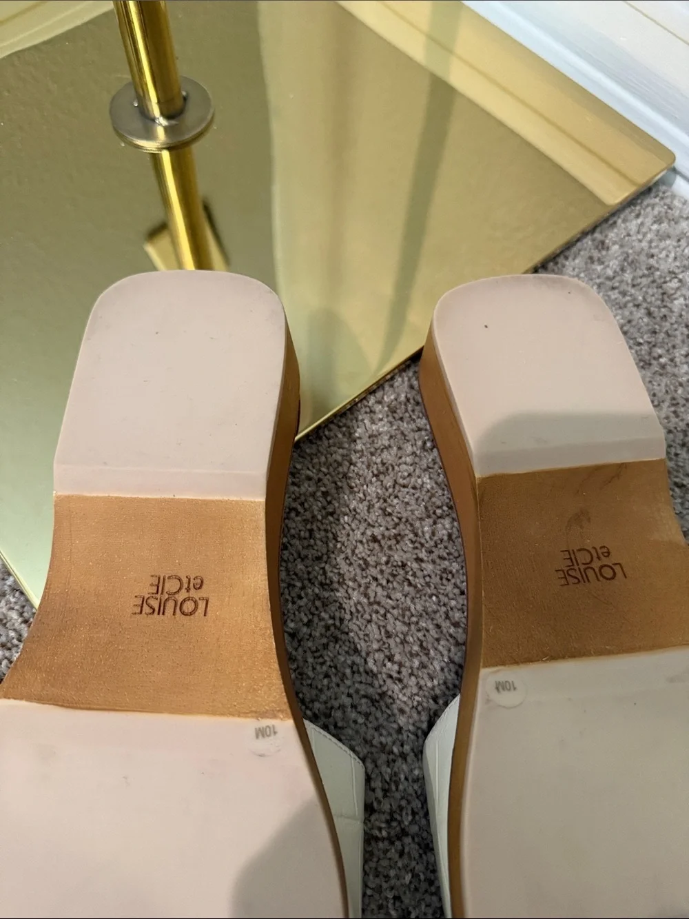 Louise et Cie Elara White Croc Leather Platform Slide Sandals Size 10
